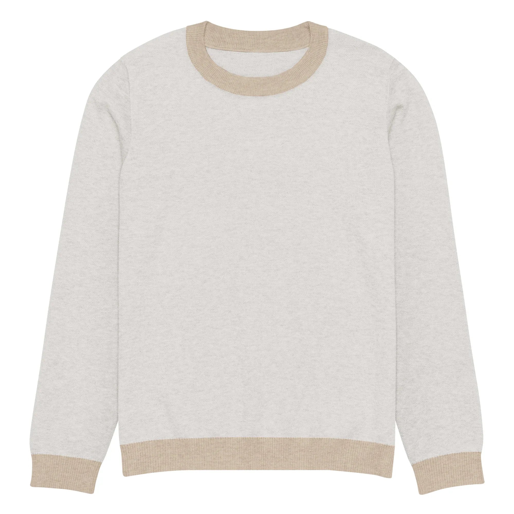 Maglione Girocollo Donna Relaxed Fit – Panna con Rifiniture Tortora | Berniade Alta Moda - berniade