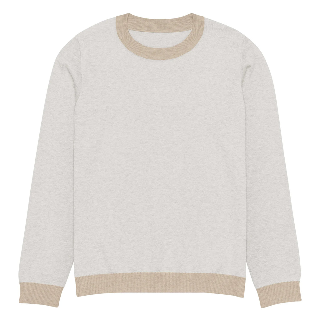 Maglione Girocollo Donna Relaxed Fit – Panna con Rifiniture Tortora | Berniade Alta Moda - berniade