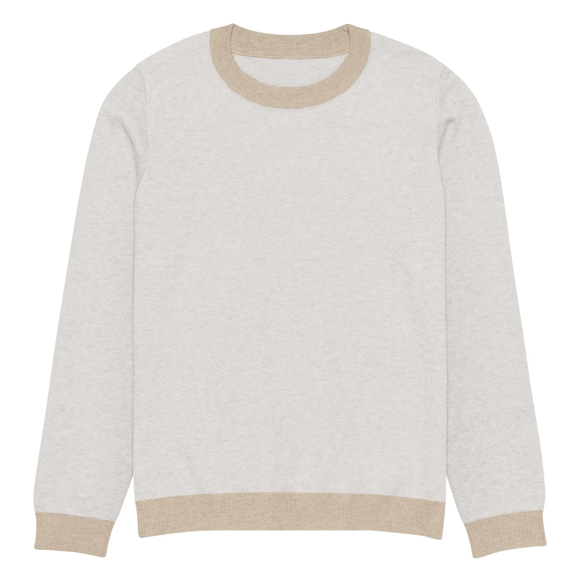 Maglione Girocollo Donna Relaxed Fit – Panna con Rifiniture Tortora | Berniade Alta Moda - berniade