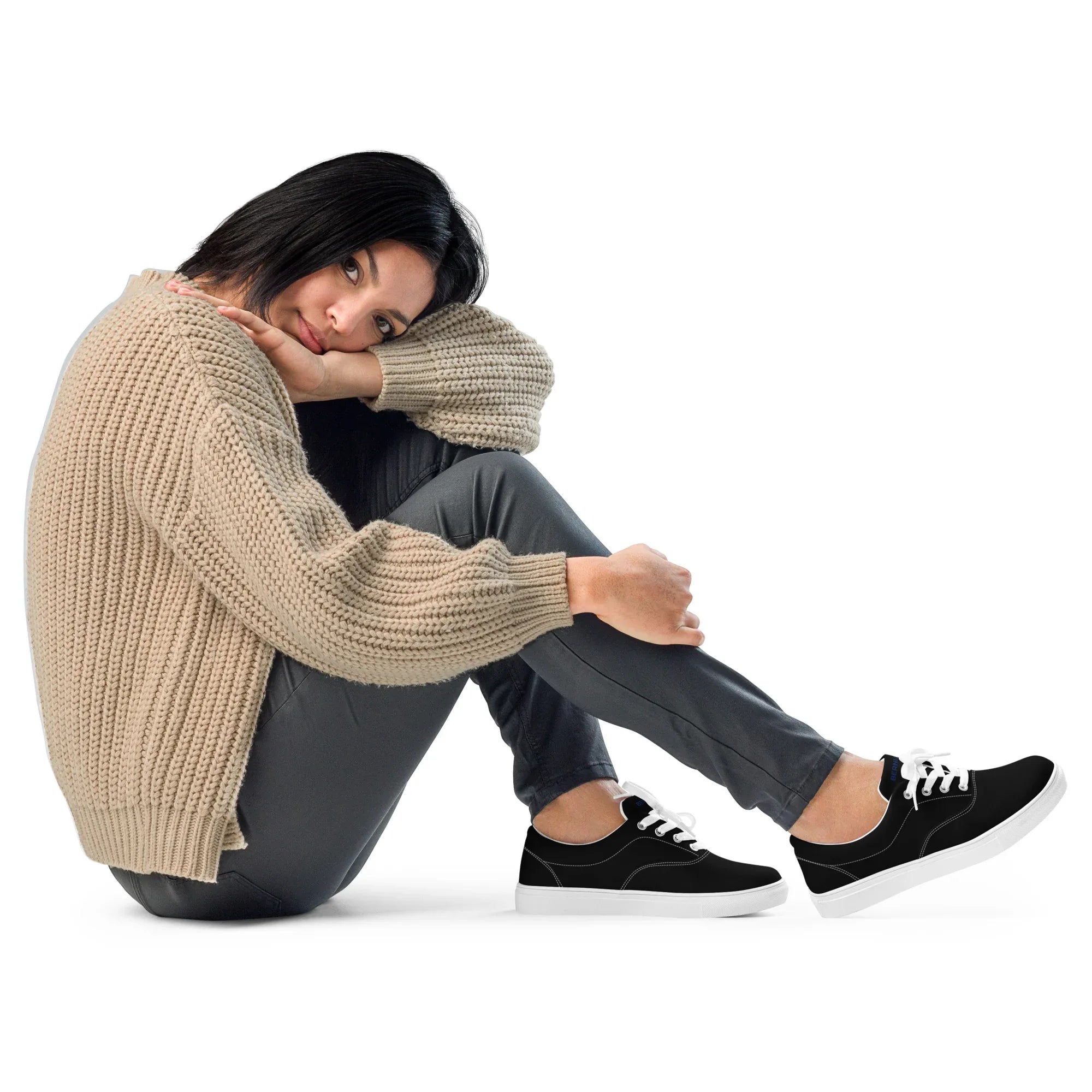 Sneaker in Tela Nera con Suola Bianca – BERNIADE - berniade